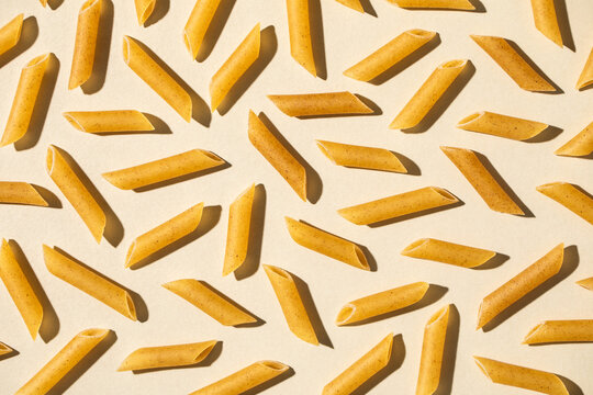 Top view of pattern of raw pasta