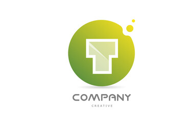 green dots T alphabet letter logo icon with white transparency. Creative template for business