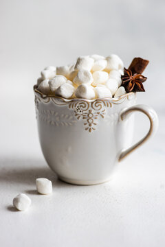 Cup of hot chocolate and mini marshmallow