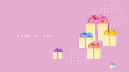 Simple gift boxes on pink background. Happy Birthday! Sale, wedding, anniversary, sale and other holiday design