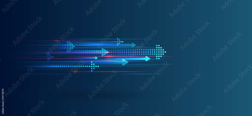Aufkleber Modern high-tech background for presentations and websites. Abstract background with glowing dynamic lines. Futuristic red-blue stripes with arrows.