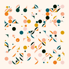 Mid-Century Inspired Graphic Pattern Art Made With Abstract Vector Geometric Shapes and Elements - 517719312