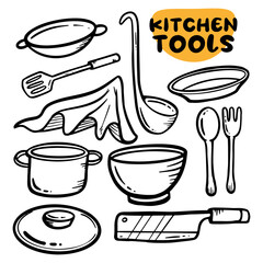 Doodle Kitchen Tools Coloring Page