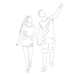 Fototapeta na wymiar man and woman outline sketch on white background isolated