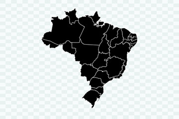 Brazil Map black Color on White Background quality files Png