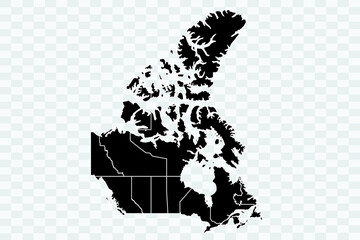 Canada Map black Color on White Background quality files Png