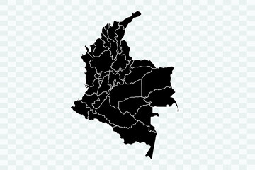 Colombia Map black Color on White Background quality files Png
