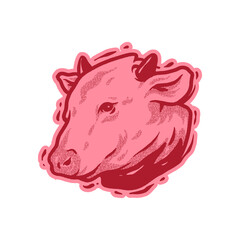 close up cow face drawing. sketch illustration