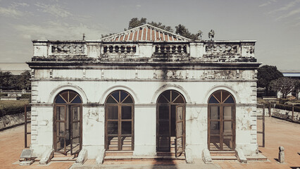 The old colonial house style in old sepia photo , Thailand.