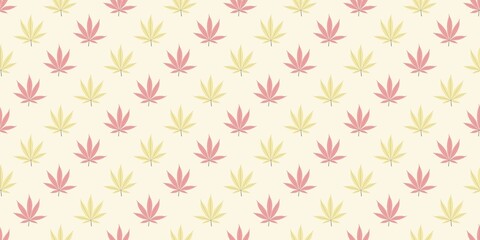 Seamless marijuana background with geometric leaves pattern