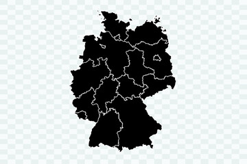 Germany Map black Color on White Background quality files Png - obrazy, fototapety, plakaty