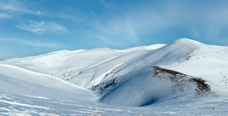 Winter mountain landscape (Ukraine, Carpathian Mt's, Svydovets Range).