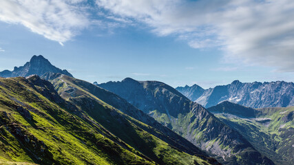 Obraz premium Tatra Mountain (Poland) morning view from Kasprowy Wierch range. Panorama.