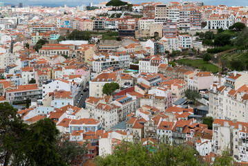 Fototapeta na wymiar Lisboa, Portugal. April 9, 2022: Panoramic and urban landscape of neighborhoods in the city. 