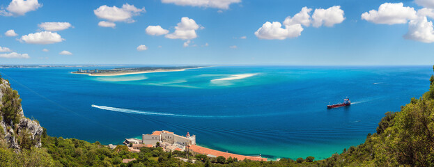 Summer sea coast landscape. Top view from Nature Park Arrabida in Setubal, Portugal.
