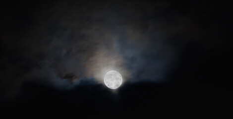 clouds and super moon - obrazy, fototapety, plakaty
