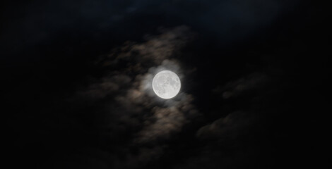 clouds and super moon - obrazy, fototapety, plakaty