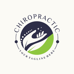 chiropractic logo design with modern concept premium vector - obrazy, fototapety, plakaty
