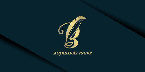 signature logo design with letter B concept premium vector © AFFANYUDA