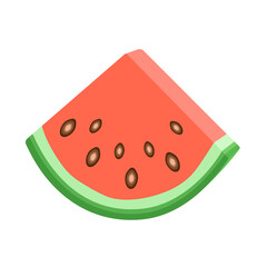 A slice of ripe, juicy watermelon, isolated on a white background.Vector illustration.For textiles, packaging.supermarket and restaurant designs.