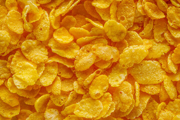 crispy golden cornflakes on a white acrylic background