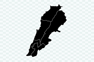 Lebanon Map. black Color on White Background quality files Png