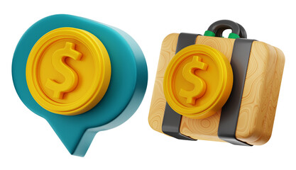 Obraz premium dollar money finance icon set 3d rendering on isolated background