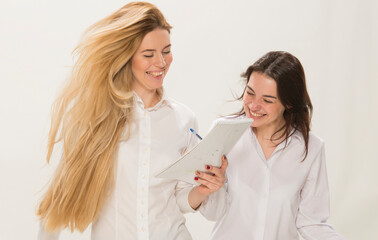 two, blond, isolated, dispute, intern, staff, manager, colleague, complicated, people organizing, intern error, job relation, emotional, teamwork, lady, partnership, lady looking, secretary talking, c