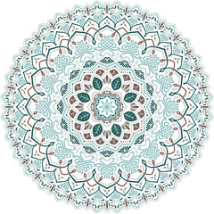 マンダラアート(涼しげ、吉祥結び、植物モチーフ、幾何学模様)