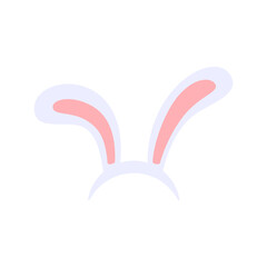 Pink cute rabbit ears mask flat style, vector illustration