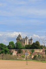 Fototapeta na wymiar Panoramic view on Chateau de Fayrac in Dordogne in France