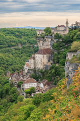 Fototapeta na wymiar Cityscape of small clifftop village Rocamadour in south-central France
