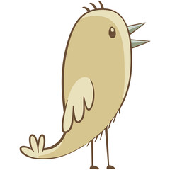 Little bird standing. Cute illustration of little bird on white background. Vector illustration in hand drawn style.