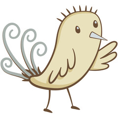 Nice little bird. Cute illustration of little bird on white background. Vector illustration in hand drawn style.
