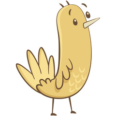 Little yellow bird standing. Cute illustration of little yellow bird on white background. Vector illustration in hand drawn style.