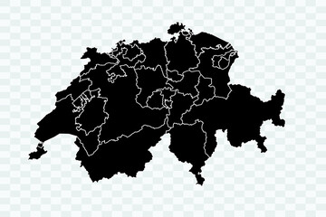 Switzerland Map black Color on White Backgound quality files Png
