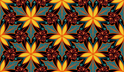 Geometric ethnic oriental pattern traditional Design for background,carpet,wallpaper,clothing,wrapping,Batik,fabric,Vector illustration.embroidery style.