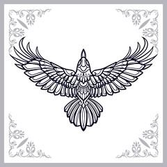 Fototapeta premium Crow bird zentangle arts isolated on white background
