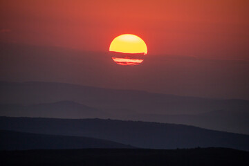 shining orange sun heat wave background