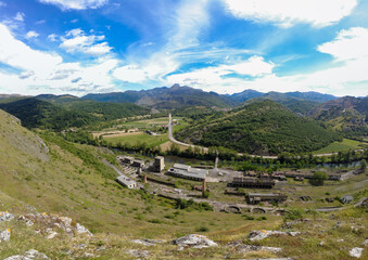 Fototapeta na wymiar aerial view of vegamediana, old coal washing place in the province of leon, spain