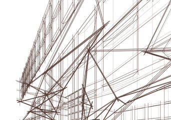 Modern architecture building 3d illustration