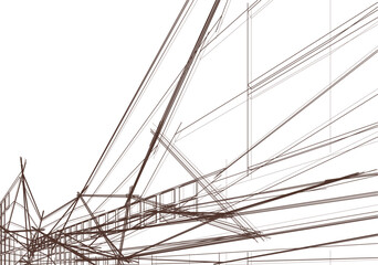 Modern architecture building 3d illustration