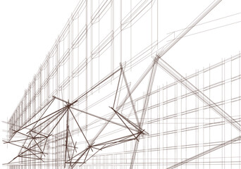 Modern architecture building 3d illustration