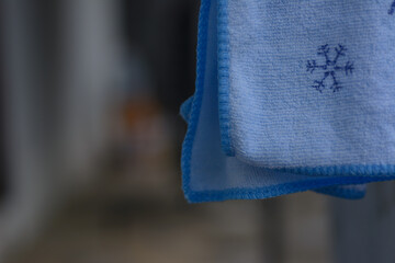 blue towel on a towel