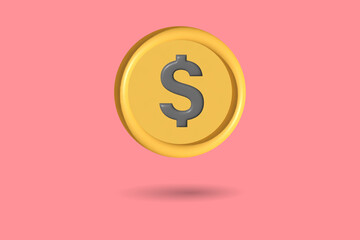 Gold coin stacks with dollar, Digital coin 