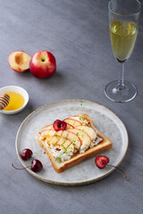 Grilled peach sweet toast