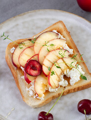 Grilled peach sweet toast close-up