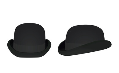 Black  bowler hat. vector illustration