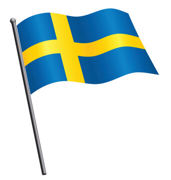 flag of sweden waving on flagpole