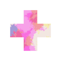 Watercolor cross symbol or plus sign on white background vector.